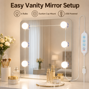 LED Vanity Mirror <b>Lights</b> Kit 6 Bulbs USB Powered Makeup Mirror Lamp with 3 Color Lighting Stepless Brightness Adjustable - Product Image 1