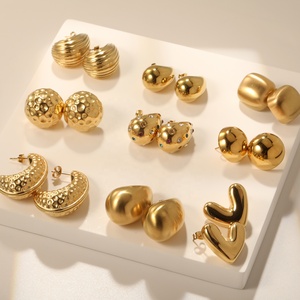 <strong>Hot</strong> <strong>Selling</strong> Geometric Stud Earrings Stainless Steel Waterproof 18K Gold Plated Women's Vintage <strong>Jewelry</strong> Statement Bulk Earrings - Product Image 5