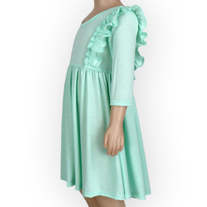 Più nuovo Velluto Del Bambino Volant maniche Lunghe 7 16 bambini bambini Twirl del Vestito del bambino della ragazza vestiti di cotone - Product Image 6