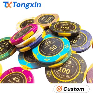 رقائق بوكر مخصصة بشعار خاص، 14 مم، 40 جرام، رقائق بوكر من الطين على طراز الكازينو لنوادي البوكر واللعب المنزلي - Product Image 1