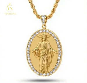 México joyería de moda S925 joyería de plata Rhinestone Cz bendito Santo granizo Virgen María colgante collares - Product Image 4