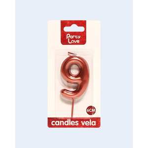 Candela Decorativa Numero 9 da 6 Cm per Torte di Compleanno - Product Image 3