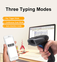 Escáner de Código de Barras 2D Inalámbrico USB de Alta Velocidad, 250 Escaneos/Segundo, Compatible con Códigos QR, Memoria de Alta Capacidad para Inventario Minorista