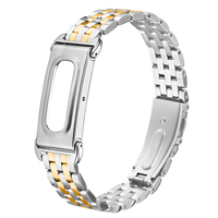 Correa de reloj de acero inoxidable de 5 eslabones, correa de metal sólida de 5 cuentas con cierre de mariposa ajustable, pulsera de repuesto para Fitbit Air