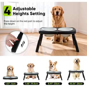 Soporte Elevado para Platos de Perro, 3 Alturas Ajustables, Plegable, Platos de Silicona Antideslizantes para Perros Pequeños - Product Image 3