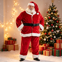 Ensemble de costume de Père Noël pour adulte, tenue de Père Noël en velours de qualité supérieure avec chapeau et ceinture pour Noël, carnaval, fête de fin d'année