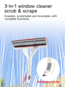Brosses de sol de salle de bain en gros d'usine 3-en-1 avec <span class=keywords><strong>manche</strong></span> long réglable, essuie-glaces télescopiques en plastique pour nettoyage de fenêtres - Product Image 2