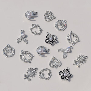 Pendentif en alliage de zinc incrusté de strass de formes variées pour la fabrication de boucles d'oreilles, composants de bijoux avec pierre principale en perle - Product Image 3