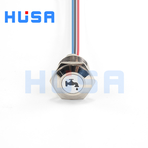 HUSA Interrupteur de sécurité à bouton-poussoir en métal argenté à tête haute 16 mm IP65 3A 220V 1NO à maintien momentané CE avec anneau lumineux LED - Product Image 2