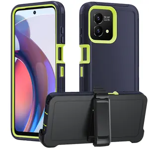 Casing ponsel tugas berat, tahan guncangan penuh untuk Motorola moto G64 G34 casing 360 3 en 1 untuk MOTO E13/Edge 30