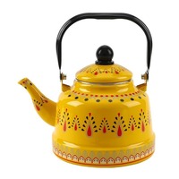 Bouilloire en émail vintage en forme de cloche, motif floral rétro, pour cuisinière à induction et à gaz, utilisation en camping