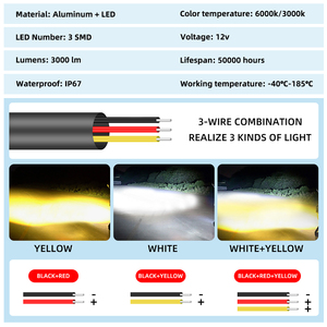 <span class=keywords><strong>Faro</strong></span> Auxiliar para Motocicleta de 3 Lentes Luz de Niebla <span class=keywords><strong>LED</strong></span> de Doble Color Blanco y Amarillo Mini Luces de Conducción Exploradoras para Moto - Product Image 5