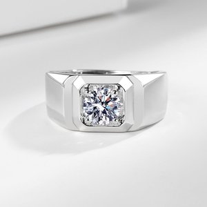 Funkeln der 1 Karat runder brillanter offener breiter <span class=keywords><strong>Ring</strong></span> für Männer Funkeln der Fingerring Diamant Funkeln der Ehering für Bräutigam - Product Image 4