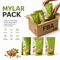 Op maat gemaakte voedselverpakkingen, staande pouches van aluminiumfolie voor kruiden, popcorn, amandelen, pistachenoten, cashewnoten, koekjes, voedselverpakkingen van Mylar, notenverpakkingen.