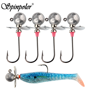 เหยื่อตกปลา Spinpoler Propeller Jig Head น้ำหนัก 5 กรัม/7 กรัม/10 กรัม/14 กรัม เหล็กกล้าคาร์บอน ตัวเบ็ดเดี่ยว มีเงี่ยง ตัวเบ็ดทำจากเหล็กกล้าไร้สนิม ใบมีดสแตนเลส สำหรับตกปลาทะเล - Product Image 1