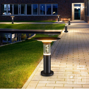 Outdoor LED Garden Light with Sleek Black Post and Disc <strong>Cover</strong> Bright White Glow for Patio Backyard <strong>Pathway</strong> Illumination - Product Image 1