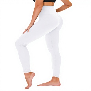 Leggings Blancos sin Costuras hasta el Tobillo, Color Sólido, Spandex, Poliéster, Tejido Transpirable, Casual, para Mujer, Talla Grande - Product Image 1