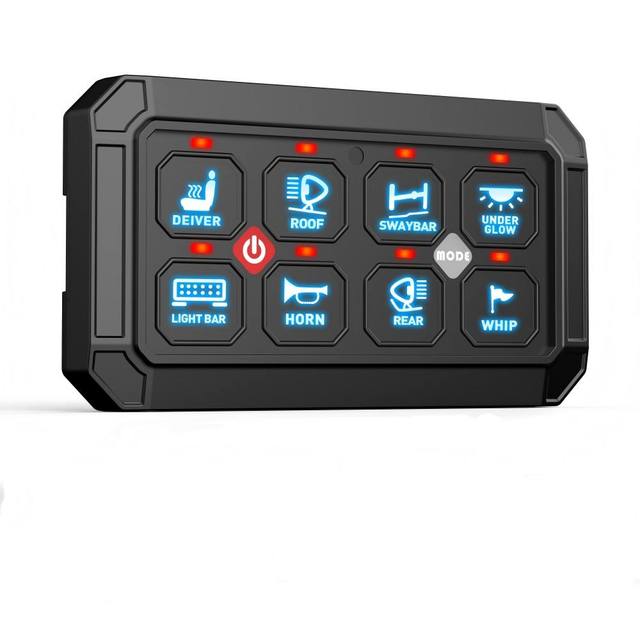 WELFNOBL 12V24V 80A Switch Control Panel, 8 Gang Car Touch Switch Panel with APP Control  Functions for Off-Road Switch Panel