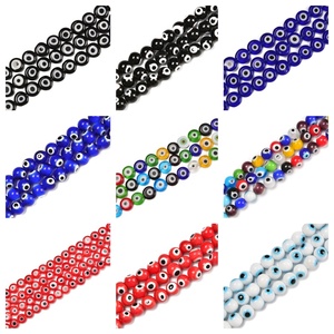 Cuentas de disco de moneda redonda a granel, hebras de cristal rojo, negro, azul, blanco, Reinbow, mal de ojo, para fabricación de joyas, 4mm, 6mm, 8mm, 10mm - Product Image 2