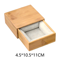 Boîte à bijoux en bambou avec tiroir coulissant, étui de rangement pour ornements doublé de tissu