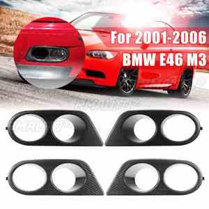 Par de Cubiertas para Faros Antiniebla con Conducto de Aire para BMW E46 M3 2 Puertas 2001-2006, Fibra de Carbono, Negro Brillante - Product Image 1