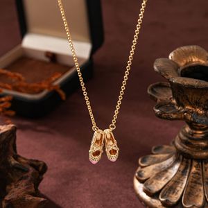 2026 Fashionable 18K Gold Plated <b>Copper</b> Necklace Zircon Ballet Shoes Pendant for Unisex Gift - Product Image 5