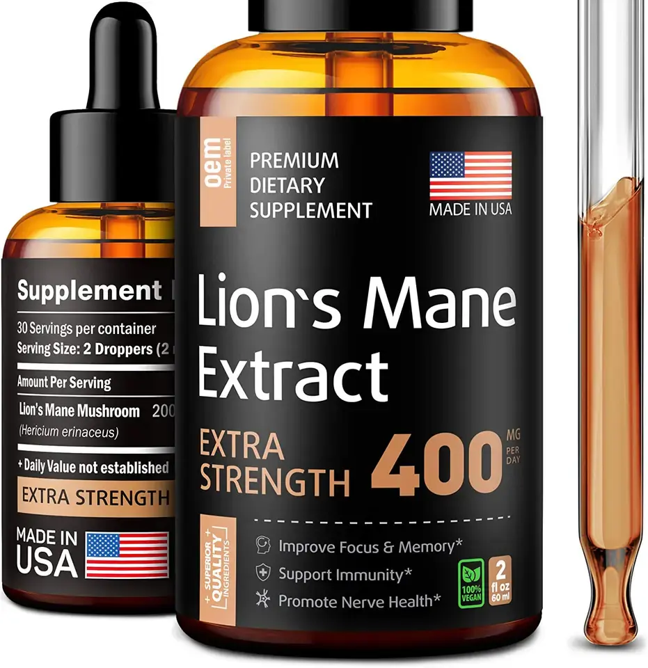 Mushroom Extract Lions Mane Nootropics Liquid Immune System Supplement Brain Boost Lion's Mane Drops