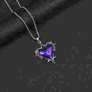 Vintage Dark Thorn Rose <b>Cross</b> Necklace for Women Gothic Punk Necklace Women <b>Men</b> Punk Necklace Thorn Red Heart Pendant Necklace - Product Image 6