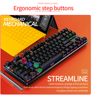 Keyboard Mekanis Berkabel K400 Populer RGB, Keyboard Gaming Komputer Lampu Latar untuk Game