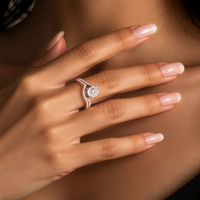 Bague de mariage Peishang Jewelry en argent sterling 925 plaqué rhodium avec moissanite ovale à quatre griffes