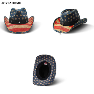 Sombrero de <span class=keywords><strong>Vaquero</strong></span> con Bandera Patriótica de CALIFORNIA, Estrellas y Rayas, Sombrero de <span class=keywords><strong>Vaquero</strong></span> Vintage para Hombre con Bandera Americana, Forma Occidental, Color Rojo - Product Image 3