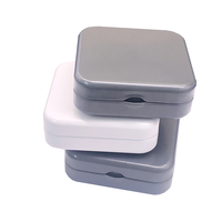 Mini petit conteneur de stockage portable personnalisé avec couvercle en métal gris argenté noir boîte rectangulaire à charnière en fer blanc conteneur