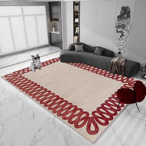 พรมสี่เหลี่ยมสไตล์วินเทจสไตล์ฝรั่งเศสสำหรับห้องนั่งเล่นห้องนอนพรมข้างเตียงทำด้วยมือตามสั่ง - Product Image 1