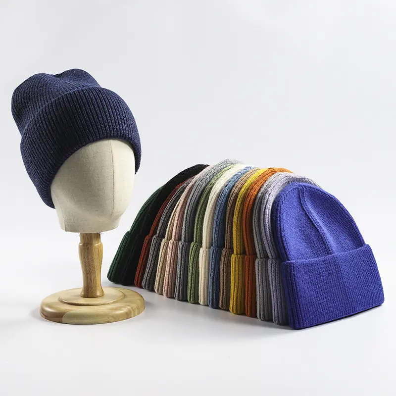 Oem toptan ağır örme kasketleri özel Logo kış şapka kadınlar için kaşmir Gorros sıkıntılı Sombreros bere şapka