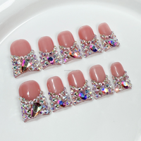 Lot de 10 faux ongles en acrylique faits main en forme de canard, à pression, couvrance totale, pointe large évasée, pour femme, manucure quotidienne