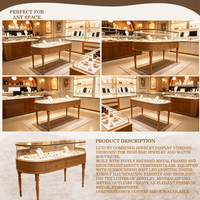 Comptoir de présentation de bijoux ovale, vitrine à bijoux en verre avec éclairage LED et tiroirs de rangement, mobilier sur mesure pour magasin de bijoux de luxe