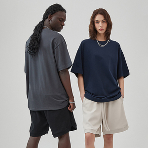 MOQ 1PCS Blanks Color 100% Cotton 275g Over Sized T-shirts Custom Logo High Street Wear Plus US Size Unisex T-Shirt for Men