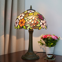 Lampe de table Tiffany, lampe en vitrail, lampe de bureau raisin Base en bronze antique Mémoire Sympathie Accent Lampes Tiffany