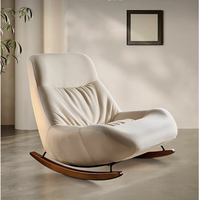Fauteuil de salon minimaliste moderne crème, chaise à bascule d'appoint bohème, design ergonomique, en bois, pour chambre, appartement, salle à manger, hôtel - Simple