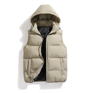 Gilet Smanicato da Uomo Imbottito in Cotone All'Ingrosso, <span class=keywords><strong>Capospalla</strong></span> Invernale Leggero Trapuntato con Cappuccio Staccabile - Product Image 2