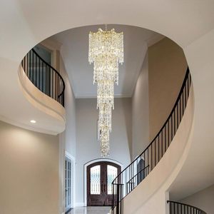Candelabro de cristal extralargo de lujo, marco dorado, colgante escalonado, lámpara de techo para Villa, escalera, vestíbulo, Vestíbulo de Hotel - Product Image 4