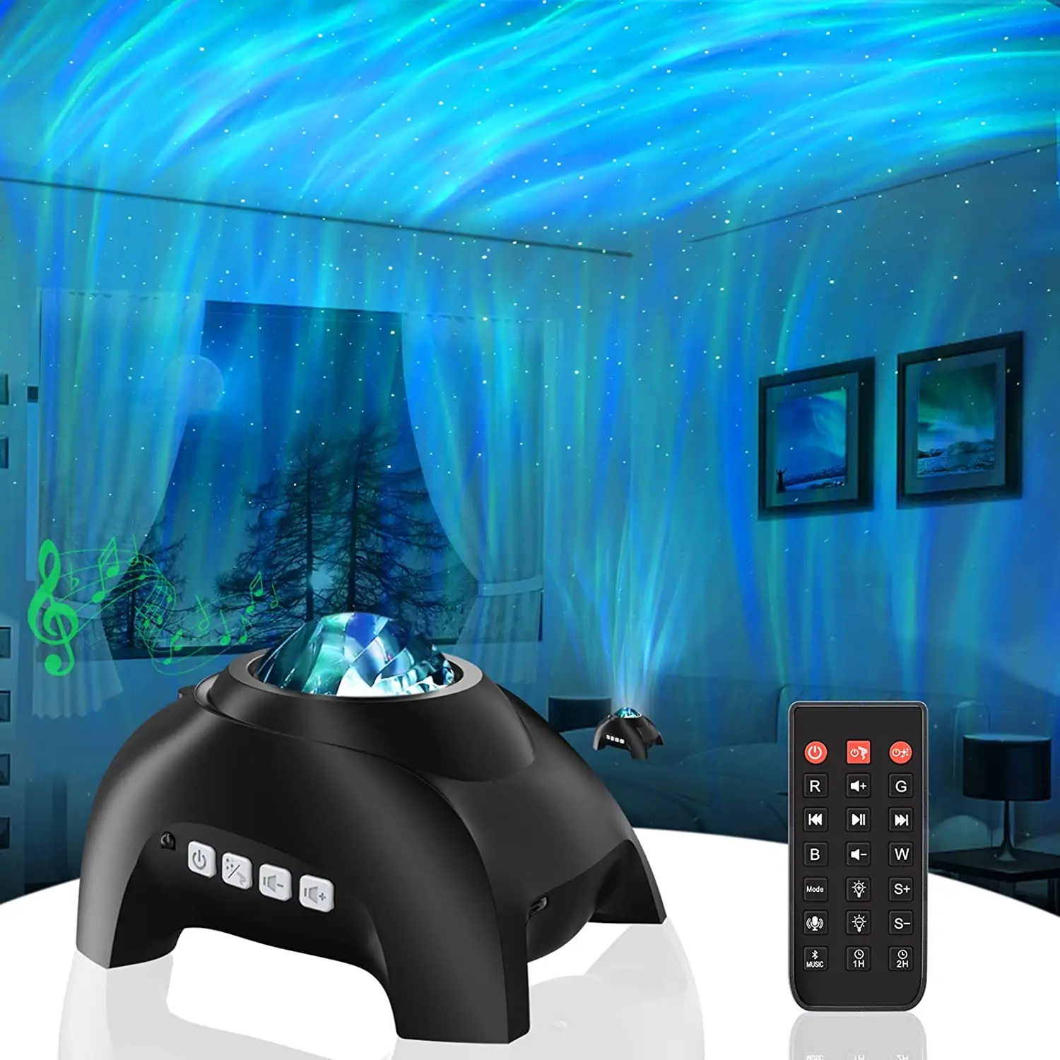 Northern Lights Aurora Projector with Music Bt Speaker White Noise Galaxy Projectors Starry Night Light for Gaming Room