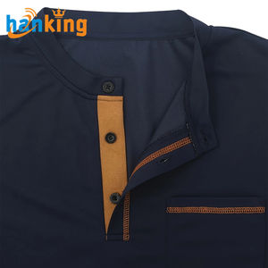 Camiseta Henley de Manga Corta para Hombre Ehanking, Informal, de Color Sólido, Transpirable, para Golf, Deportes, con Bolsillo de Poliéster - Product Image 3