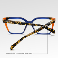 Monture de lunettes de vue carrée vintage de luxe en acétate unisexe avec verres à teinte composite pour utilisation informatique