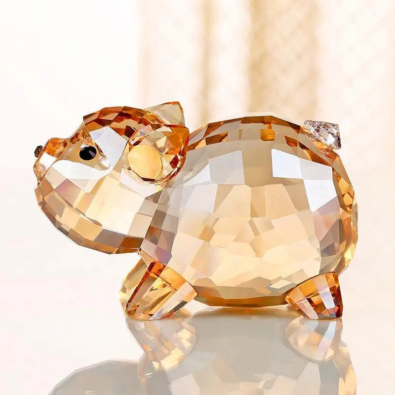 K9 crystal glass cute pig figurine in angries bird of ppiggy tales