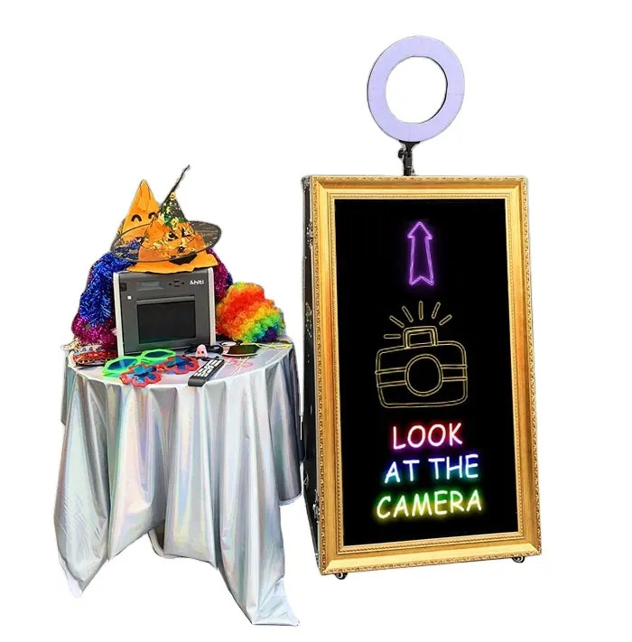 Cabina de fotos con pantalla táctil inteligente, espejo mágico de 55 pulgadas, para eventos navideños