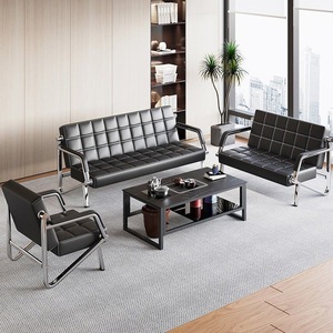 Office sofa simple modern office business reception three person sofa tea table iron ordinary sofa cheap - Product Image 4