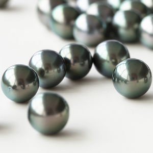 Black seawater <strong>pearl</strong> smooth 8 to 9mm black loose natural <strong>tahitian</strong> Deai Gems wholesale grade 4a perfect no flaw - Product Image 1