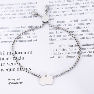 Heart-Shaped Titanium Steel <b>Bracelet</b> <b>Adjustable</b> With Diamond Inlay Unisex Gift Jewelry - Product Image 4