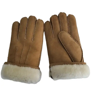 Vente en gros Gants en cuir de mouton double face Gants chauds d'<span class=keywords><strong>hiver</strong></span> pour femmes Gants unisexes en peau de mouton australien cousus à la main - Product Image 2